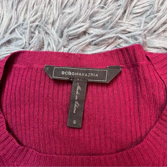 BCBG MaxAzria Wool Cashmere Bell Flared Sleeve Burgundy Red Sweater Size S - Picture 3 of 6